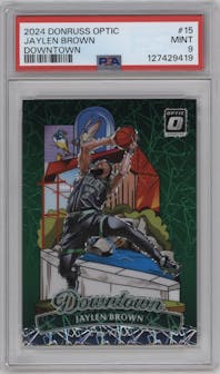 Jaylen Brown from the 2024-25 Donruss Optic set graded by PSA and given an overall grade of 9.