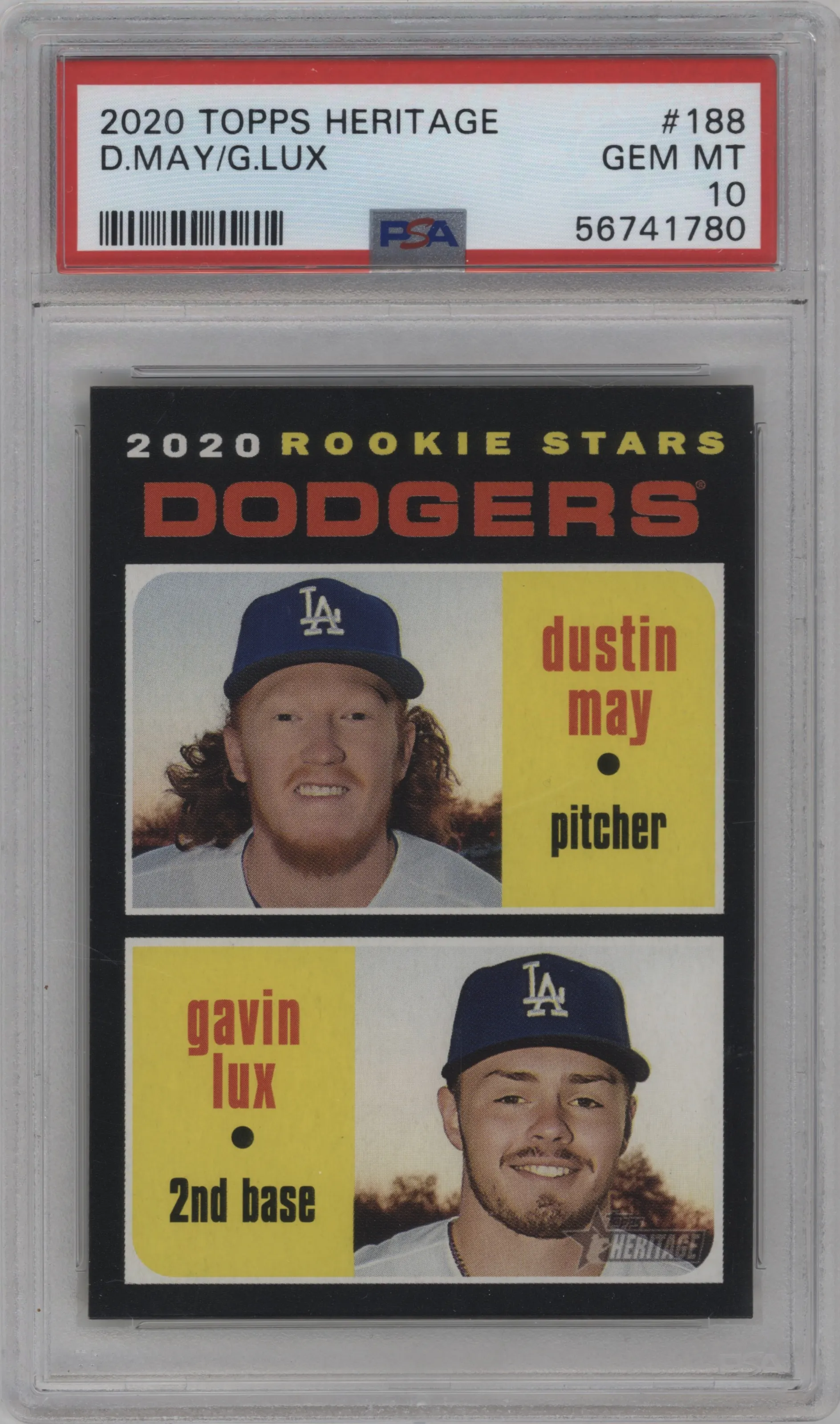 2020 Topps Heritage Dustin May/Gavin Lux PSA 10