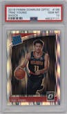 Trae Young from the 2018-19 Panini Donruss Optic set featuring a Shock parallel graded by PSA and given an overall grade of 10.