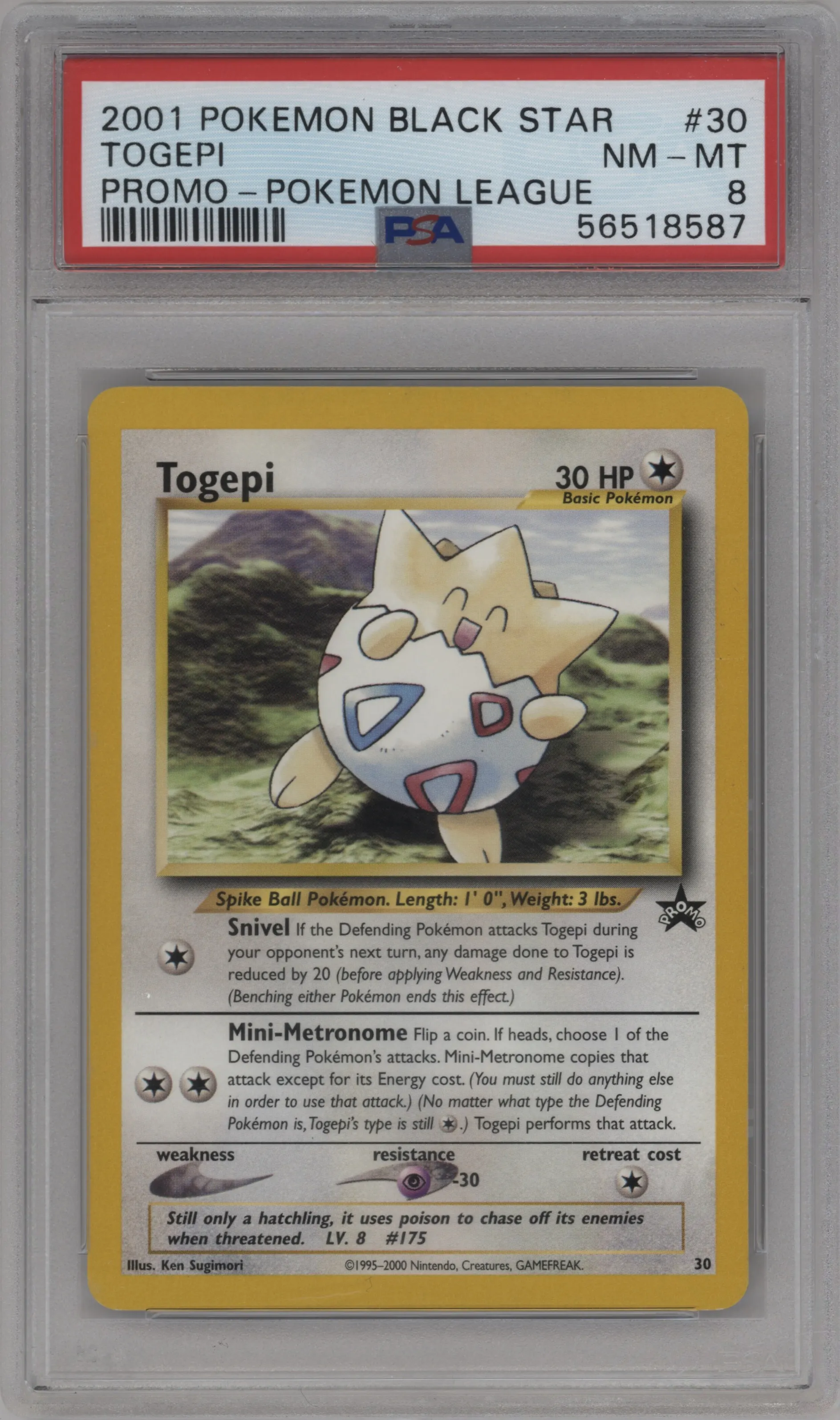 2001 Pokemon WoTC Togepi League #30 PSA 8