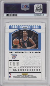 Shai Gilgeous-Alexander from the 2019-20 Panini Contenders Draft Picks set featuring a Draft Hyper Ticket parallel graded by PSA and given an overall grade of 10.