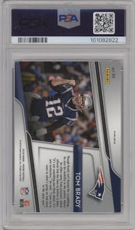 Tom Brady from the 2018 Panini Prizm set graded by PSA and given an overall grade of 10.
