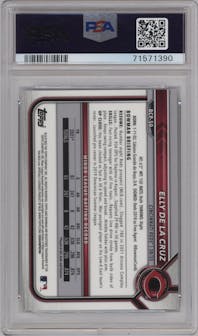 Elly De La Cruz from the 2022 Bowman Sapphire Edition set graded by PSA and given an overall grade of 10.