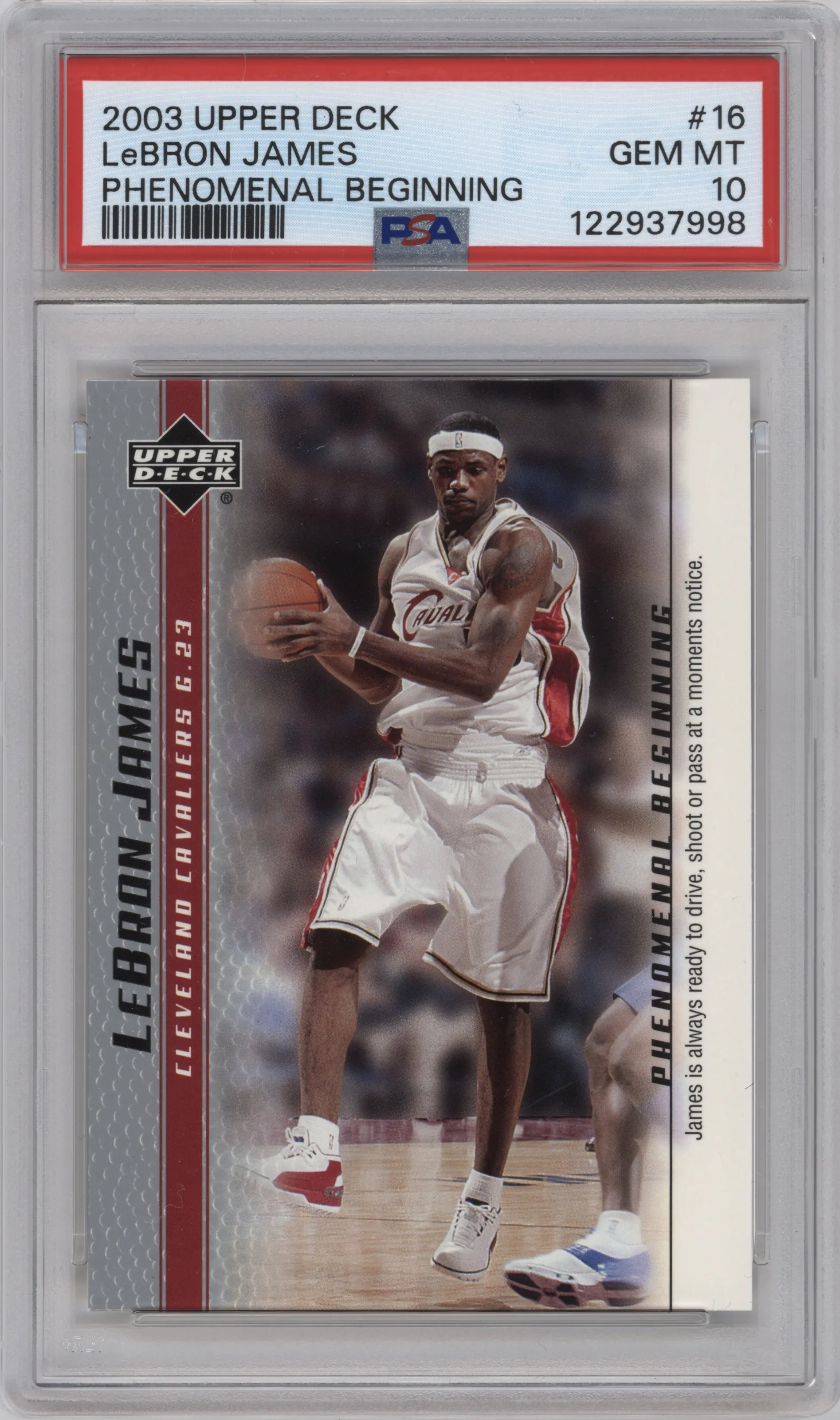 2003 Upper Deck LeBron James Phenomenal Beginning LeBron James #16 PSA 10