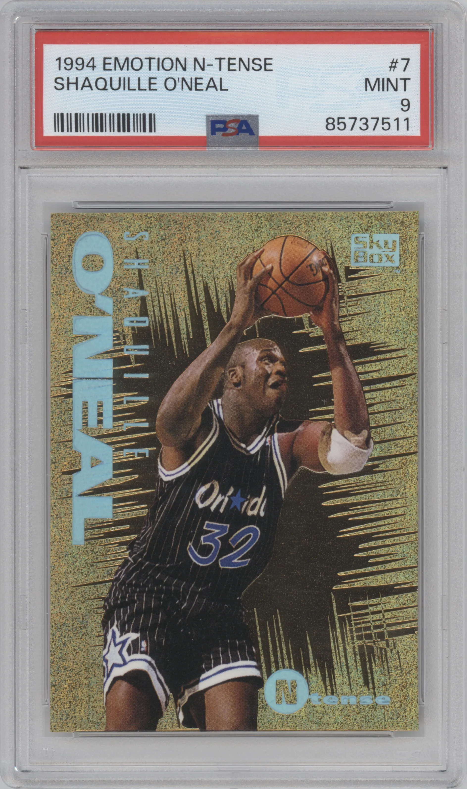 1994 Skybox E-Motion N-Tense Shaquille O'Neal #7 PSA 9