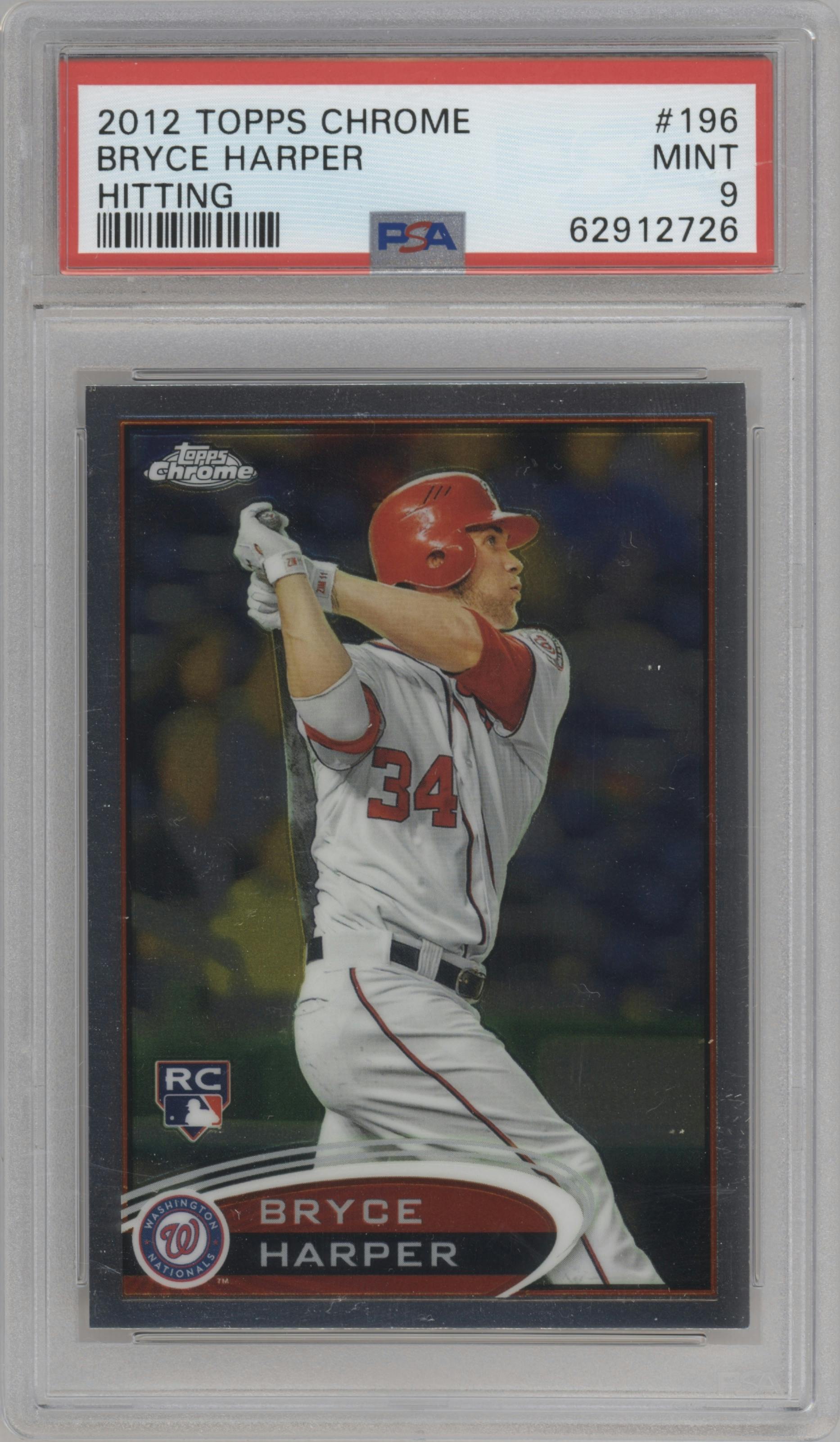 Bryce Harper from the 2012 Topps Chrome set graded by PSA and given an overall grade of 9.