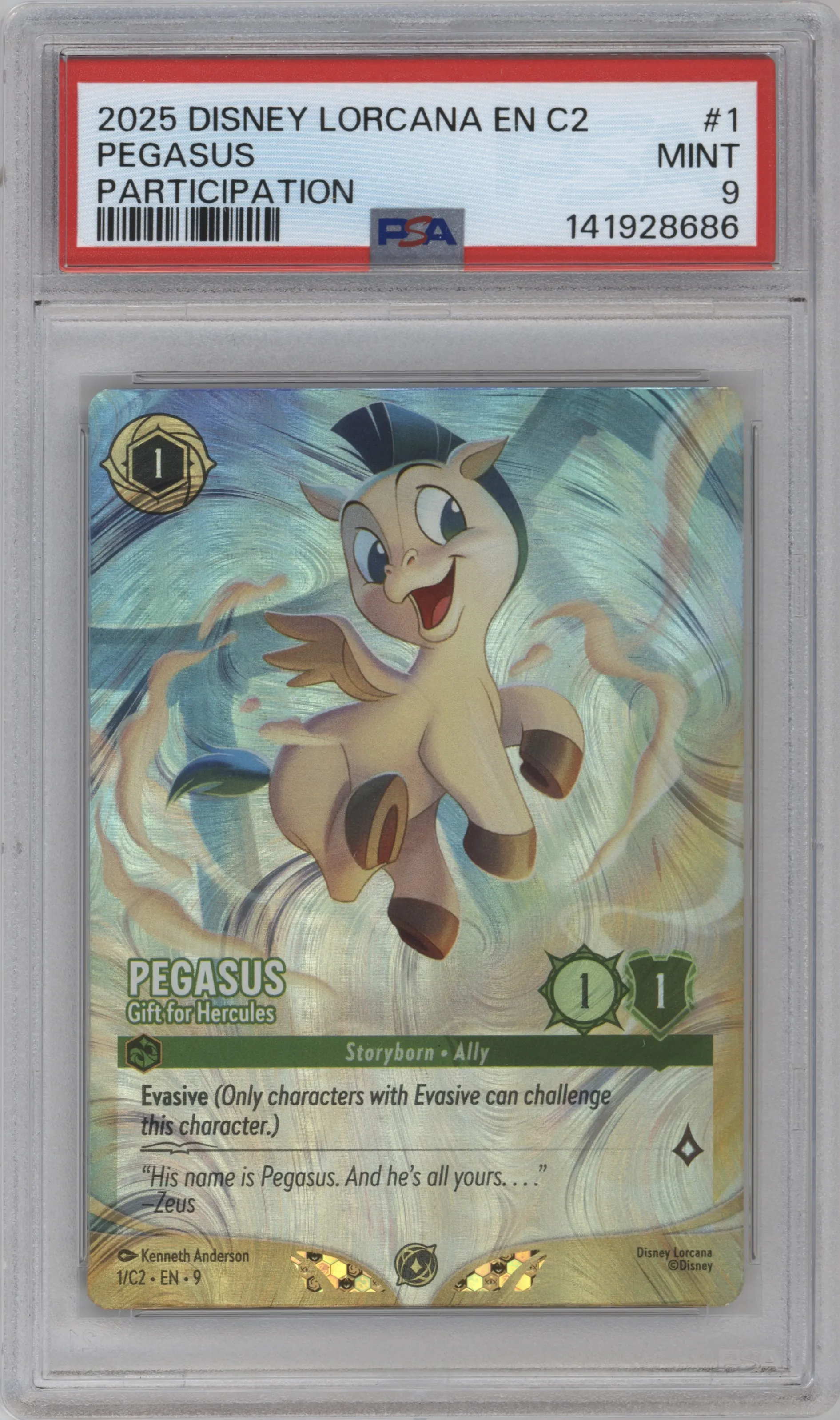 2025 Disney Lorcana Challenge Promo Pegasus #1 PSA 9