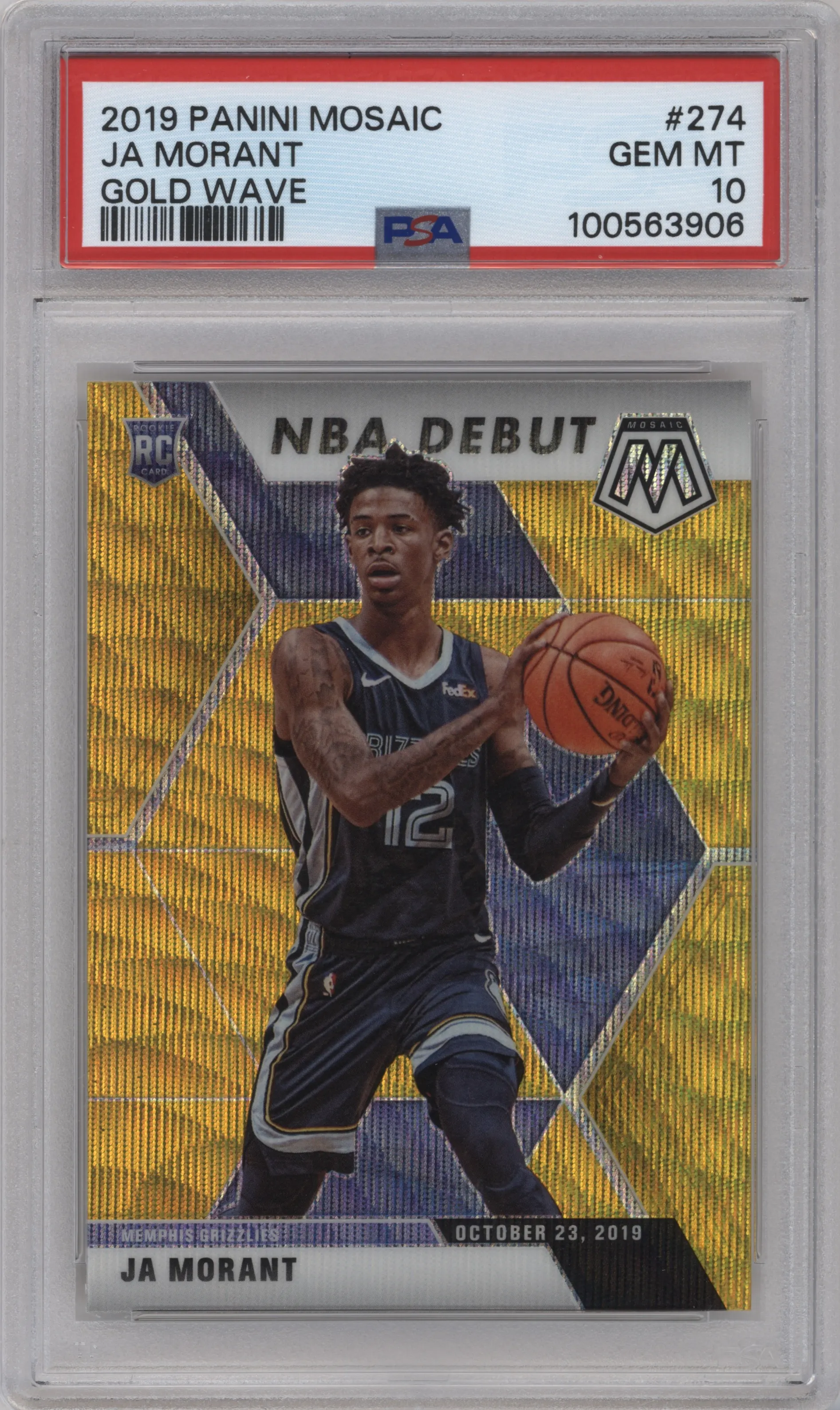 2019 Panini Mosaic Ja Morant Gold Wave #274 PSA 10