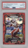 Dylan Raiola  from the 2024 Panini Prizm Draft Picks set featuring a Red Ice parallel graded by PSA and given an overall grade of 10.