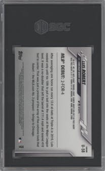 Luis Robert from the 2020 Topps Chrome Update    set graded by SGC and given an overall grade of 9.5.