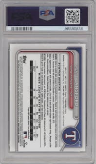 Wyatt Langford from the 2024 Bowman Mega Box set graded by PSA and given an overall grade of 10.