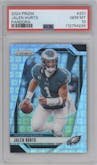 Jalen Hurts from the 2024 Panini Prizm set featuring a Pandora parallel graded by PSA and given an overall grade of 10.