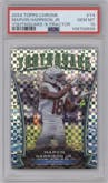 Marvin Harrison Jr. from the 2024 Topps Chrome set featuring a X-Fractor parallel graded by PSA and given an overall grade of 10.