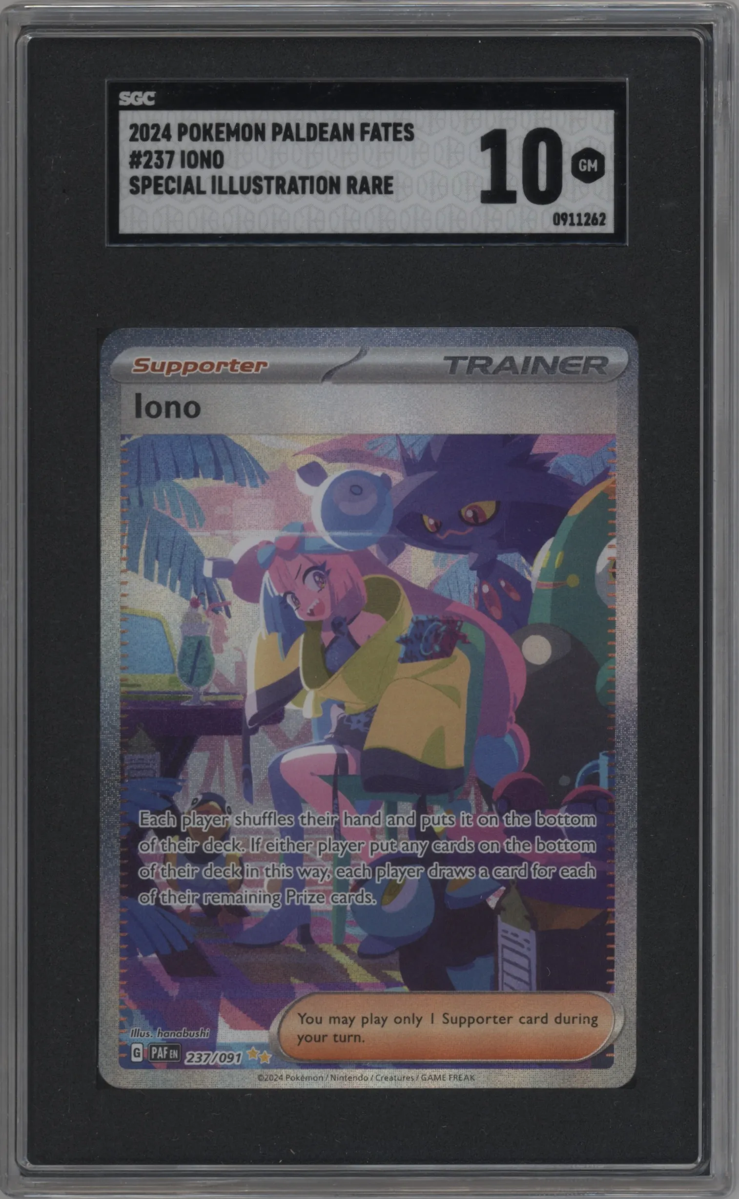 2024 Pokemon SV Paldean Fates Iono #237 SGC 10