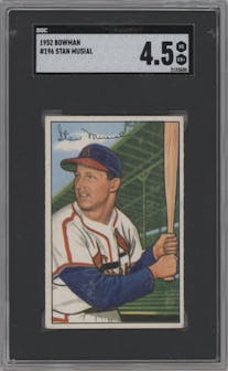 Stan Musial from the 1952 Bowman set graded by SGC and given an overall grade of 4.5.