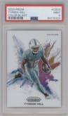 Tyreek Hill from the 2023 Panini Prizm set graded by PSA and given an overall grade of 9.