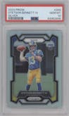 Stetson Bennett IV from the 2023 Panini Prizm set featuring a Silver Prizm parallel graded by PSA and given an overall grade of 10.