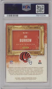 Joe Burrow from the 2020 Panini Chronicles set graded by PSA and given an overall grade of 10.