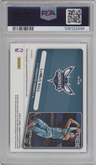 LaMelo Ball from the 2020-21 Panini Donruss Optic set featuring a Green parallel graded by PSA and given an overall grade of 10.