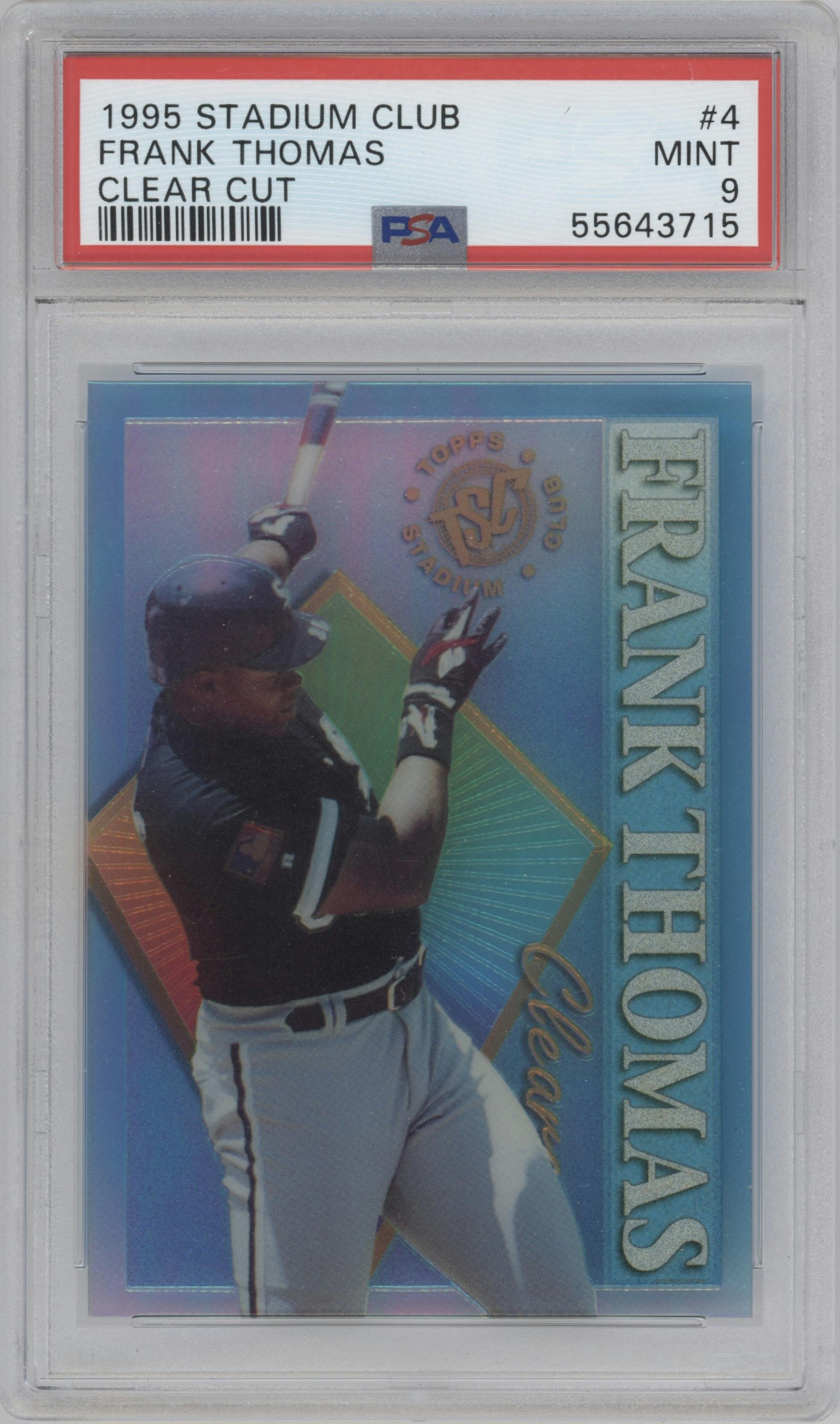 Frank Thomas from the 1995 Topps Stadium Club set graded by PSA and given an overall grade of 9.