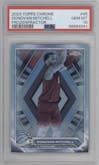 Donovan Mitchell from the 2023-24 Topps Chrome set featuring a Frozenfractor parallel graded by PSA and given an overall grade of 10.