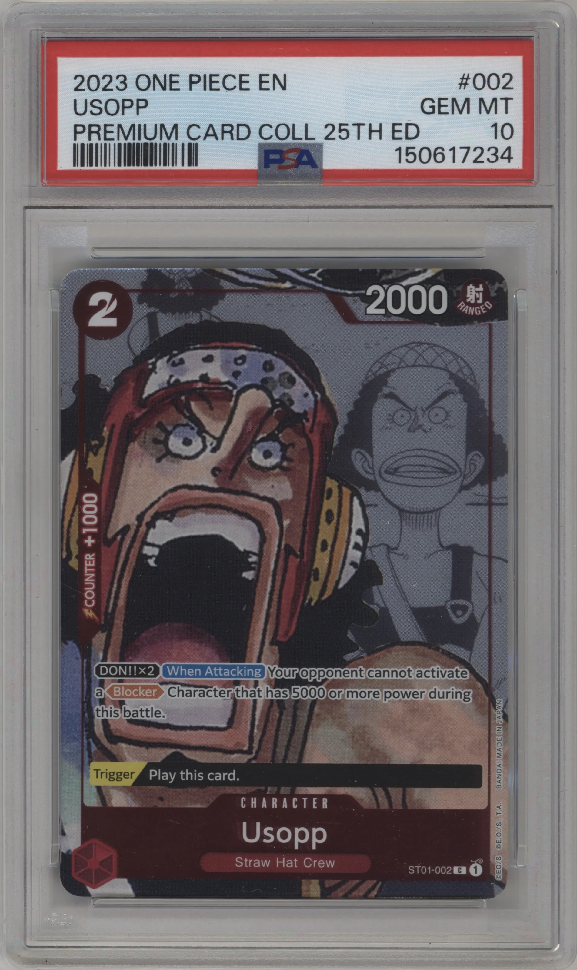 2023 One Piece Premium Collection 25th Ed. Usopp C #ST01-002 C PSA 10