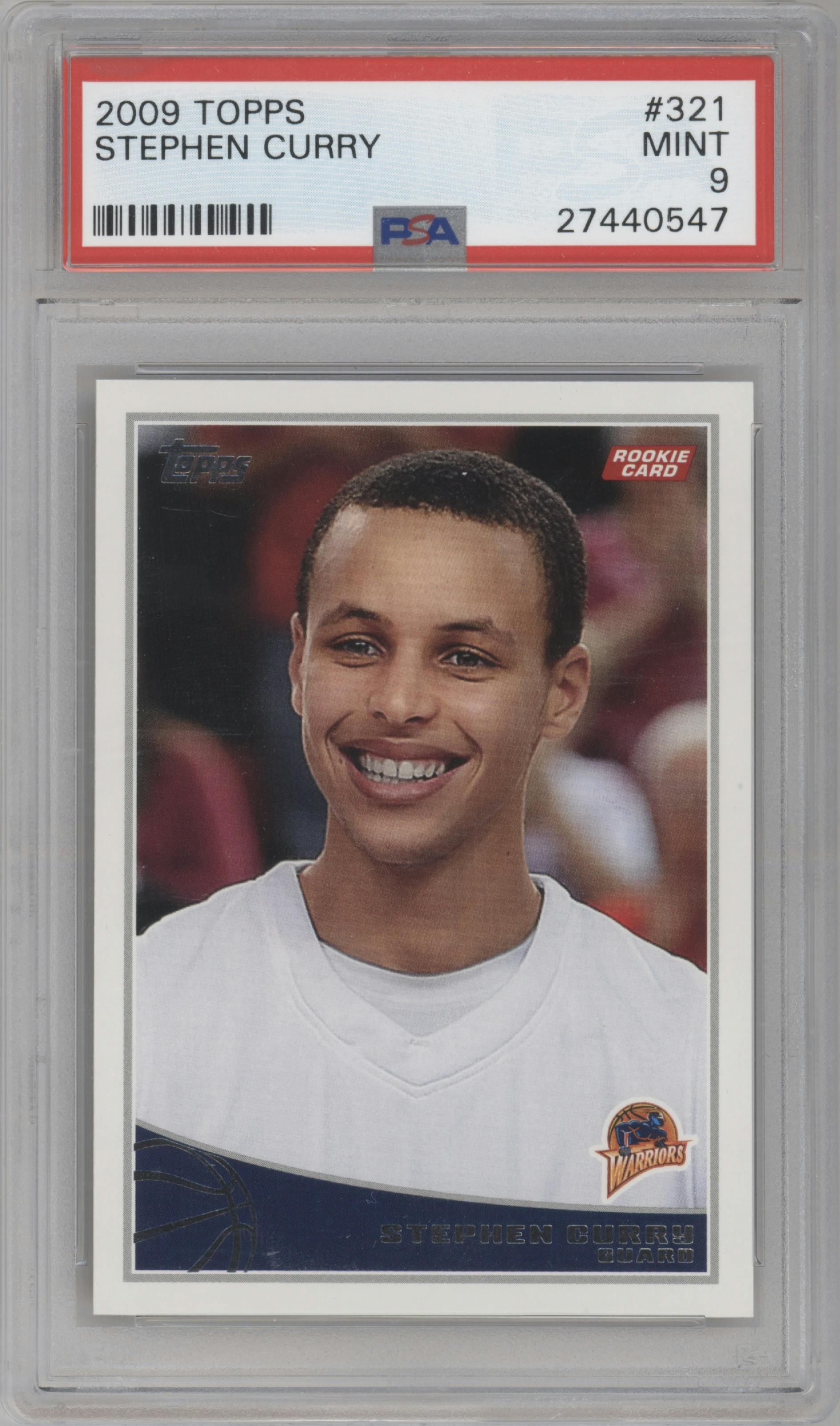 Stephen Curry from the 2009-10 Topps set graded by PSA and given an overall grade of 9.