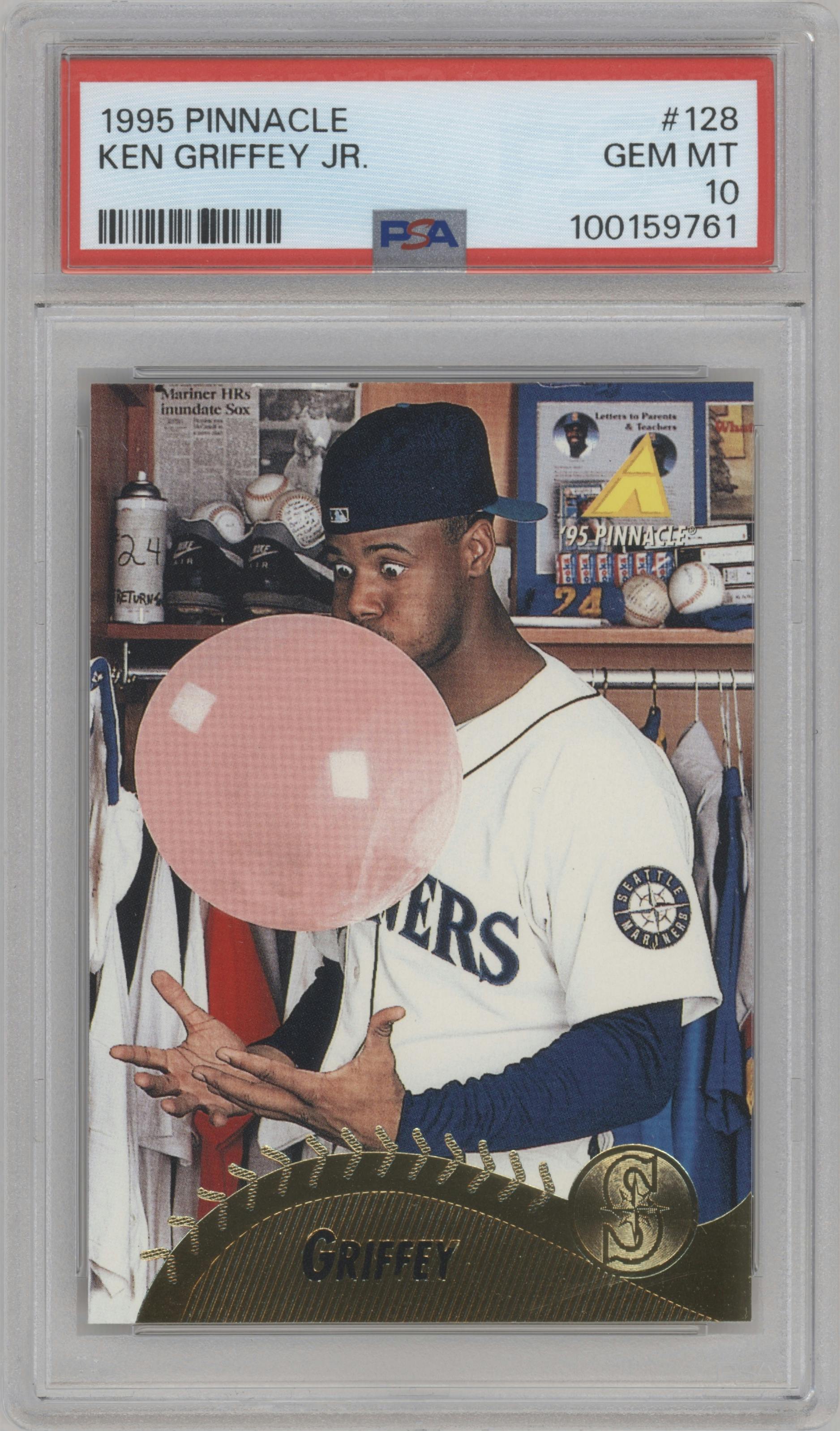 Ken Griffey Jr. from the 1995 Pinnacle set graded by PSA and given an overall grade of 10.