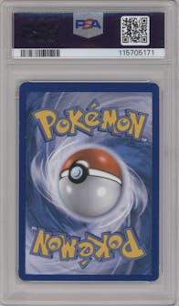 M Rayquaza EX from the 2015 Pokemon XY set graded by PSA and given an overall grade of 8.