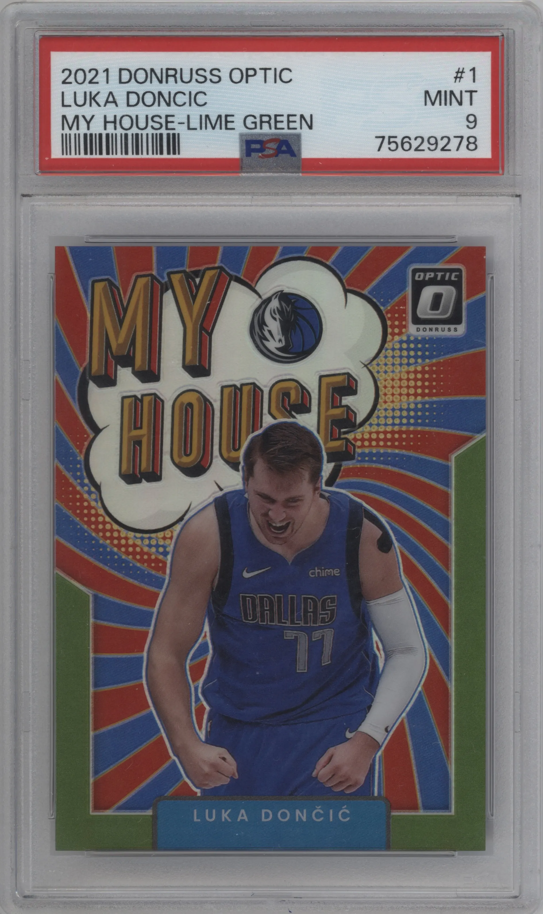 2021 Panini Donruss Optic My House Luka Doncic Lime Green PSA 9