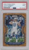 Justin Herbert from the 2020 Panini Prizm set featuring a Disco parallel graded by PSA and given an overall grade of 9.