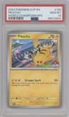 Pikachu from the 2024 Pokemon SV set featuring a 2024 World Championship parallel graded by PSA and given an overall grade of 10.