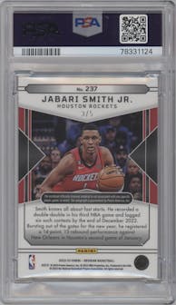 Jabari Smith Jr. from the 2022-23 Panini Obsidian set featuring a Electric Etch Red parallel graded by PSA and given an overall grade of 9.
