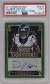 DeAndre Hopkins from the 2014 Panini Select set featuring a Green Prizm parallel graded by PSA and given an overall grade of 9.