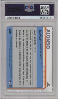 Pete Alonso from the 2019 Topps Chrome Update set featuring a Pink Refractor parallel graded by PSA and given an overall grade of 10.
