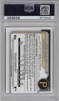 Paul Skenes from the 2024 Bowman set featuring a Green Grass Refractor parallel graded by PSA and given an overall grade of 10.