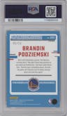 Brandin Podziemski from the 2023-24 Donruss Optic set featuring a Gold parallel graded by PSA and given an overall grade of 9.