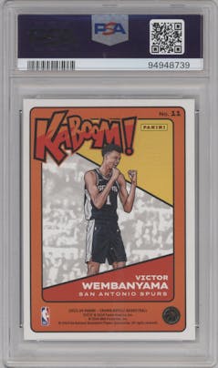 Victor Wembanyama from the 2023-24 Panini Crown Royale  set graded by PSA and given an overall grade of 7.