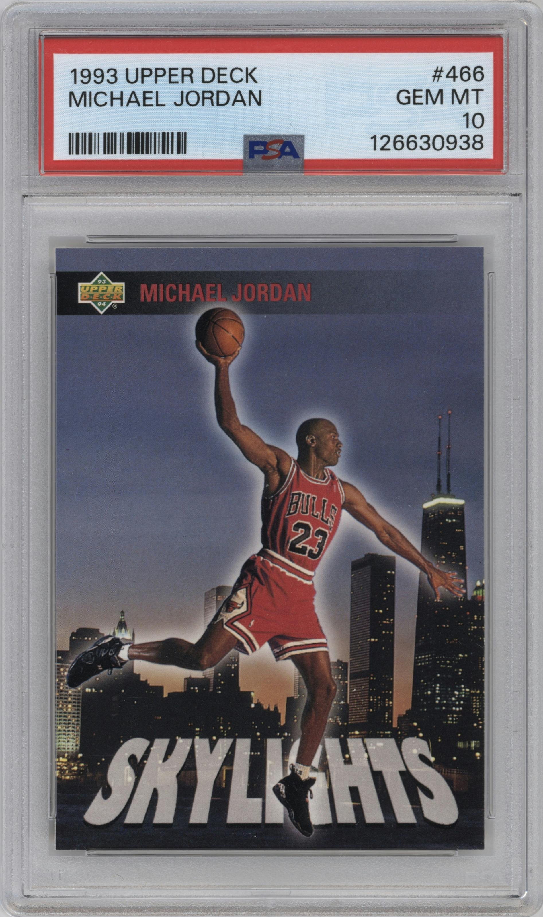 Michael Jordan from the 1993-94 Upper Deck  set graded by PSA and given an overall grade of 10.