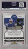 Amon-Ra St. Brown from the 2021 Panini Prizm set featuring a Lazer parallel graded by PSA and given an overall grade of 10.