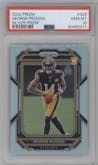 George Pickens from the 2022 Panini Prizm set featuring a Silver Prizm parallel graded by PSA and given an overall grade of 10.