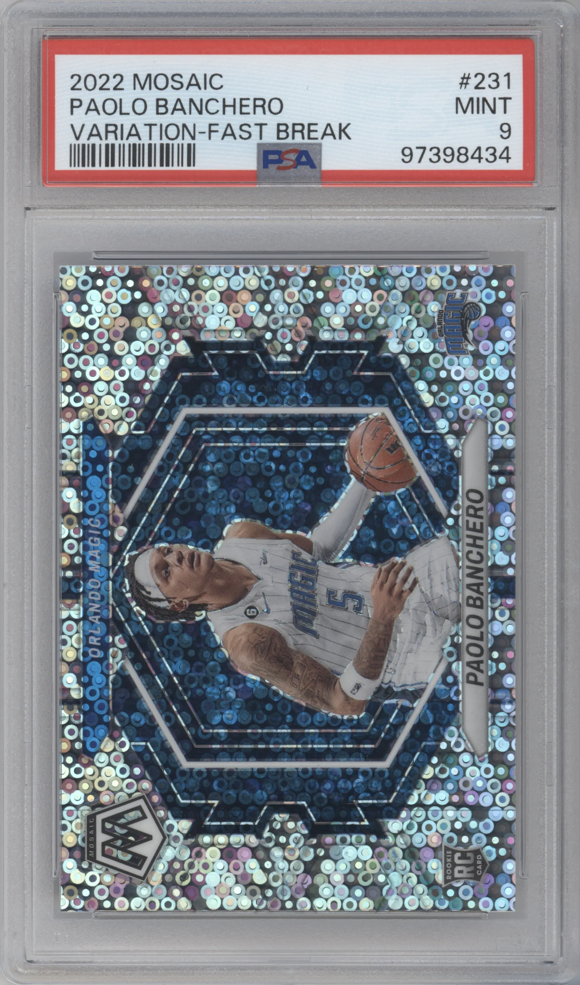 2022 Panini Mosaic Rke.Var. Paolo Banchero Fast Break PSA 9