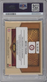 Bryce Young from the 2023 Panini Chronicles Draft Picks set graded by PSA and given an overall grade of 8.