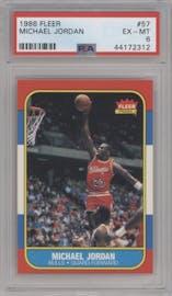 Michael Jordan from the 1986-87 Fleer set graded by PSA and given an overall grade of 6.