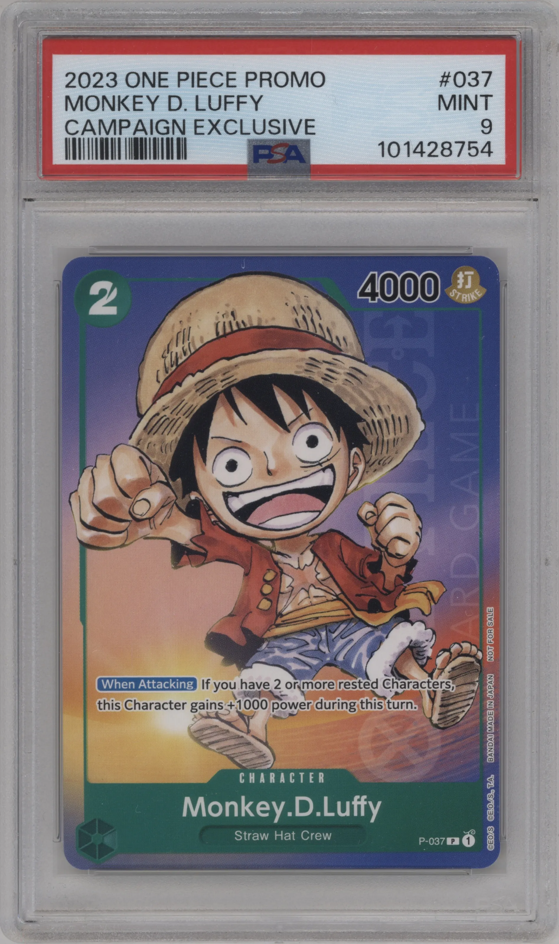 2023 One Piece Anime Expo 2023 Monkey.D.Luffy P #P-037 P PSA 9