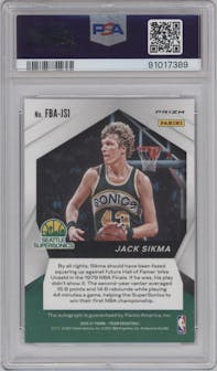 Jack Sikma from the 2020-21 Panini Prizm set graded by PSA and given an overall grade of 9.