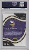 Justin Jefferson from the 2020 Panini Select set featuring a Silver Prizm parallel graded by PSA and given an overall grade of 10.