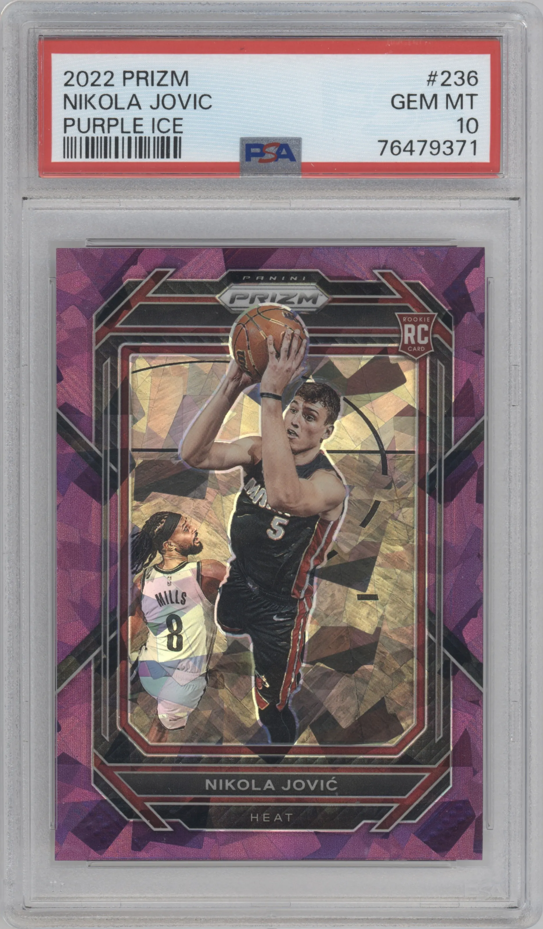 2022 Panini Prizm Nikola Jovic Purple Ice PSA 10