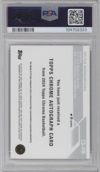 Victor Wembanyama from the 2023-24 Topps Chrome set graded by PSA and given an overall grade of 9.