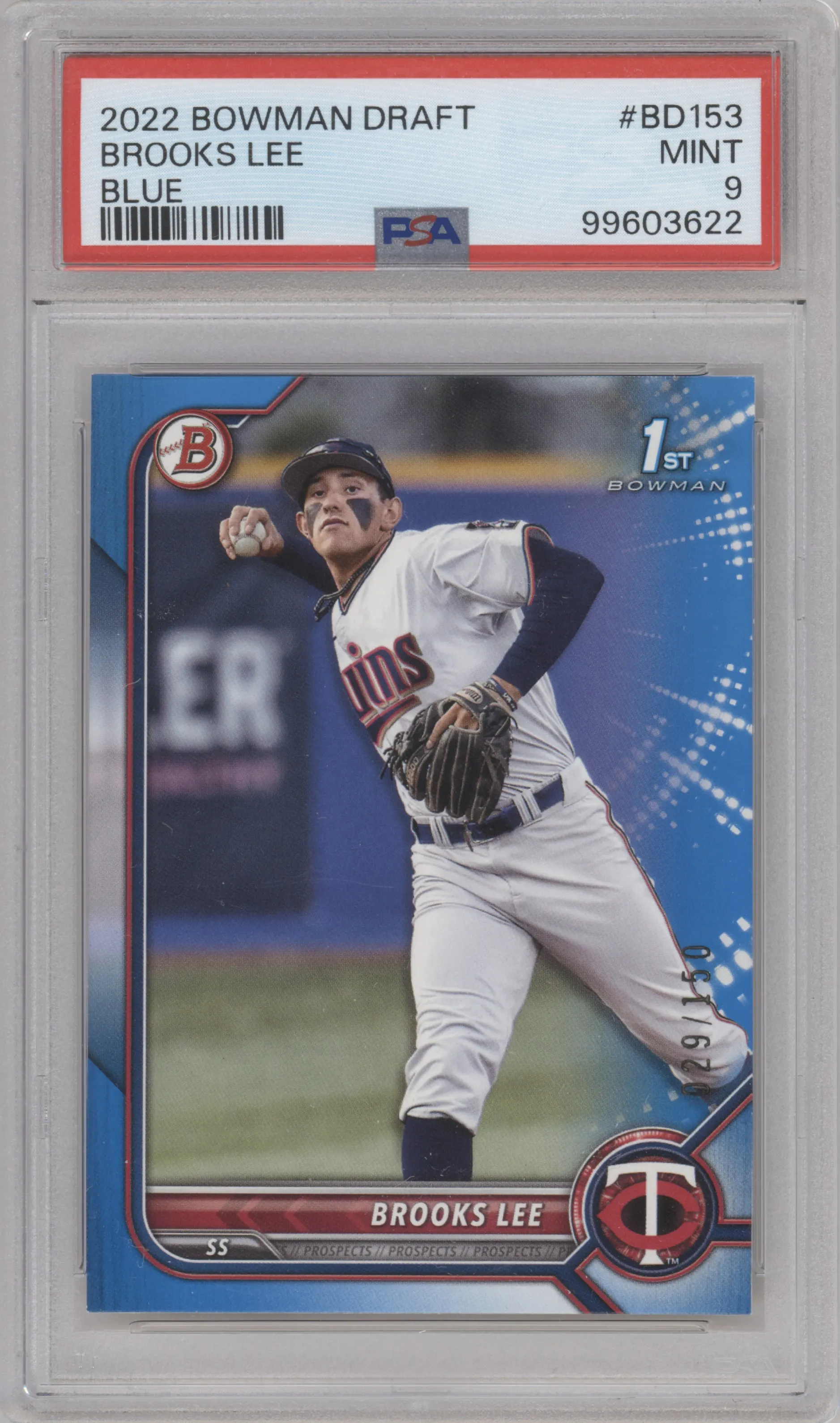 2022 Bowman Draft Brooks Lee Blue PSA 9